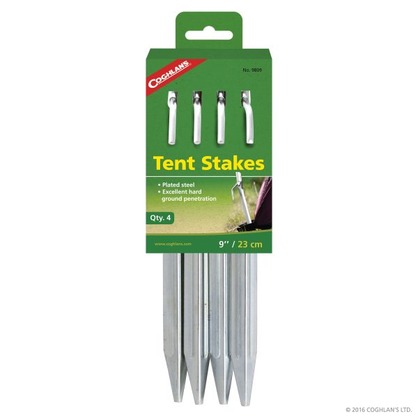 Steel Tent Stakes (9″) – 4pk