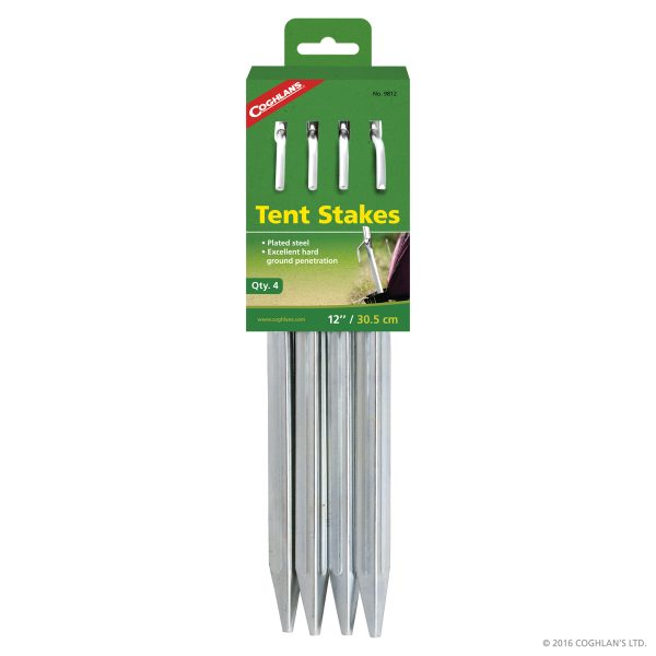 Steel Tent Stakes (12″) – 4pk